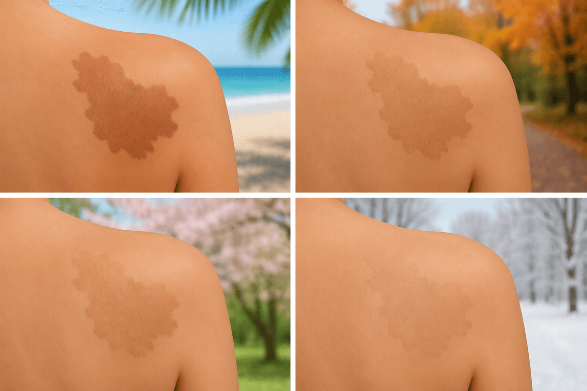 Birthmarks and pigment shifts that evolve gradually
